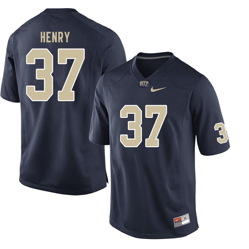 Men #37 Jackson Henry Pitt Panthers College Football Jerseys Sale-Navy